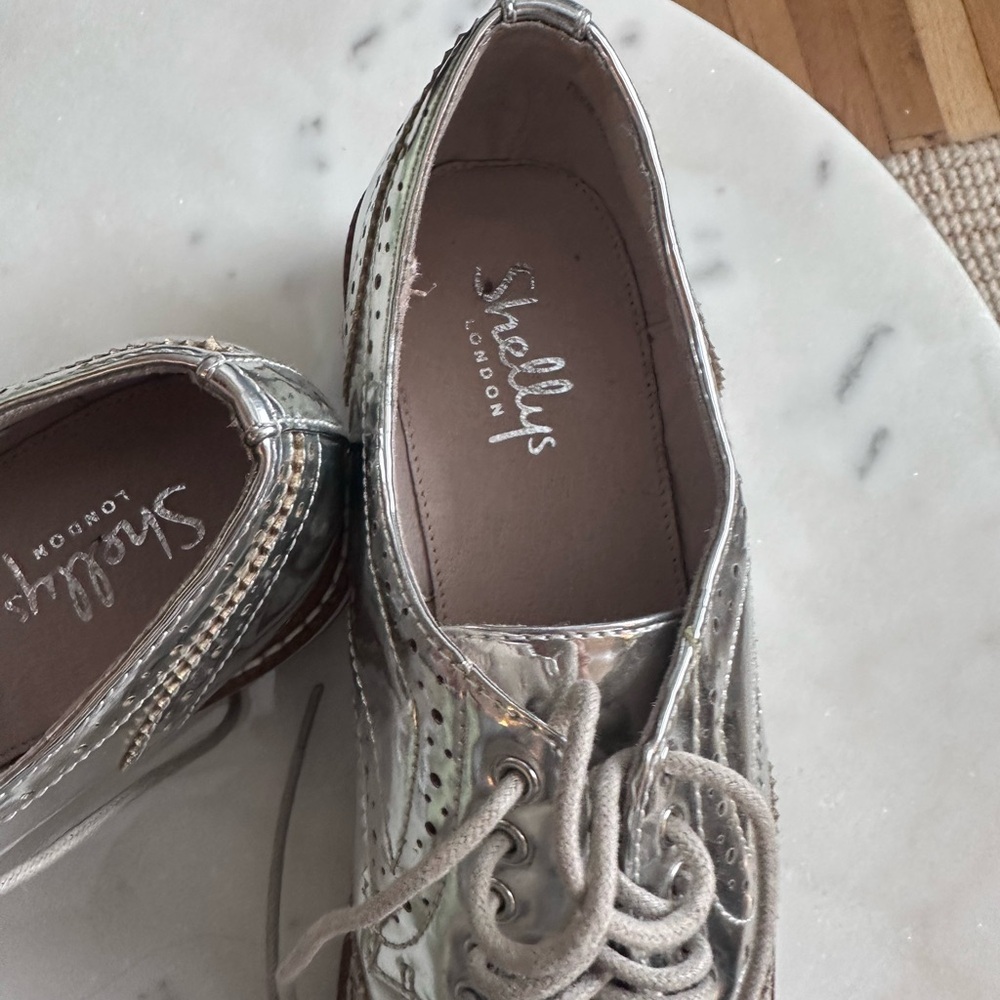 Shellys London Silver Brogue Platform Sneakers - image 2